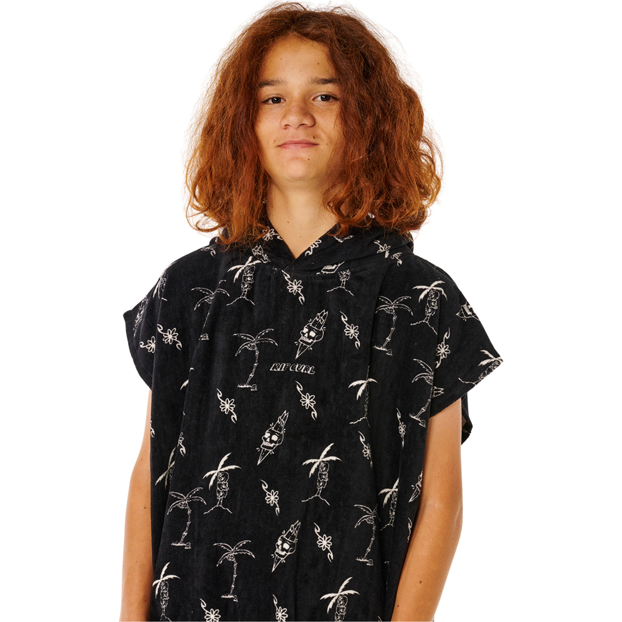 2026 Rip Curl Junior Mixed Hooded Poncho Håndklæde 008BTO - Black